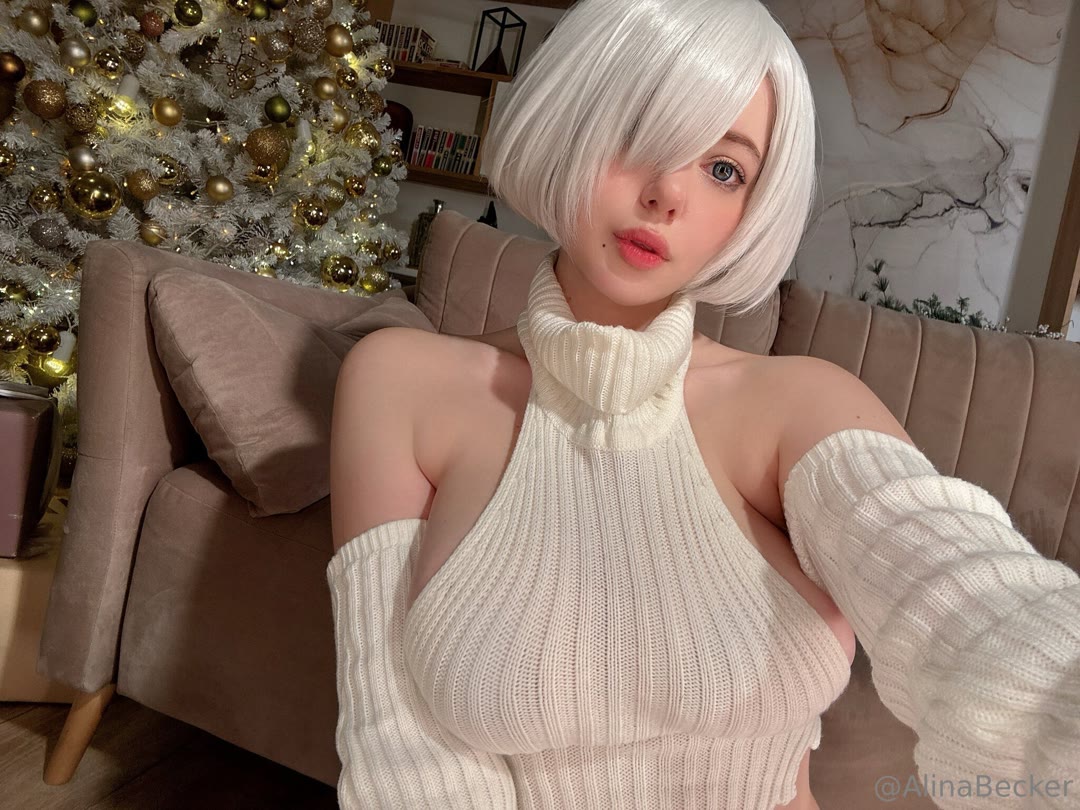 2B snow cosplay anime gallery close portrait