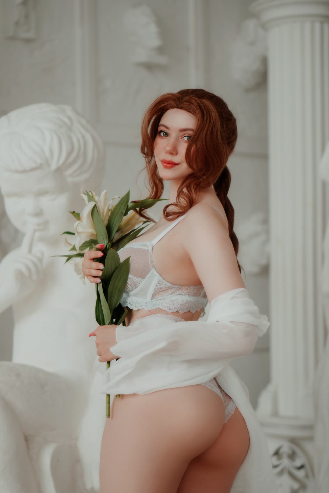 Final Fantasy Aerith lingerie cosplay photoshoot HD