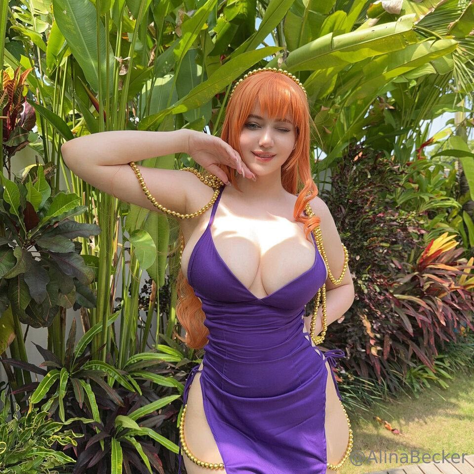 Alina Becker Nami purple dress cosplay hot girl photo 1