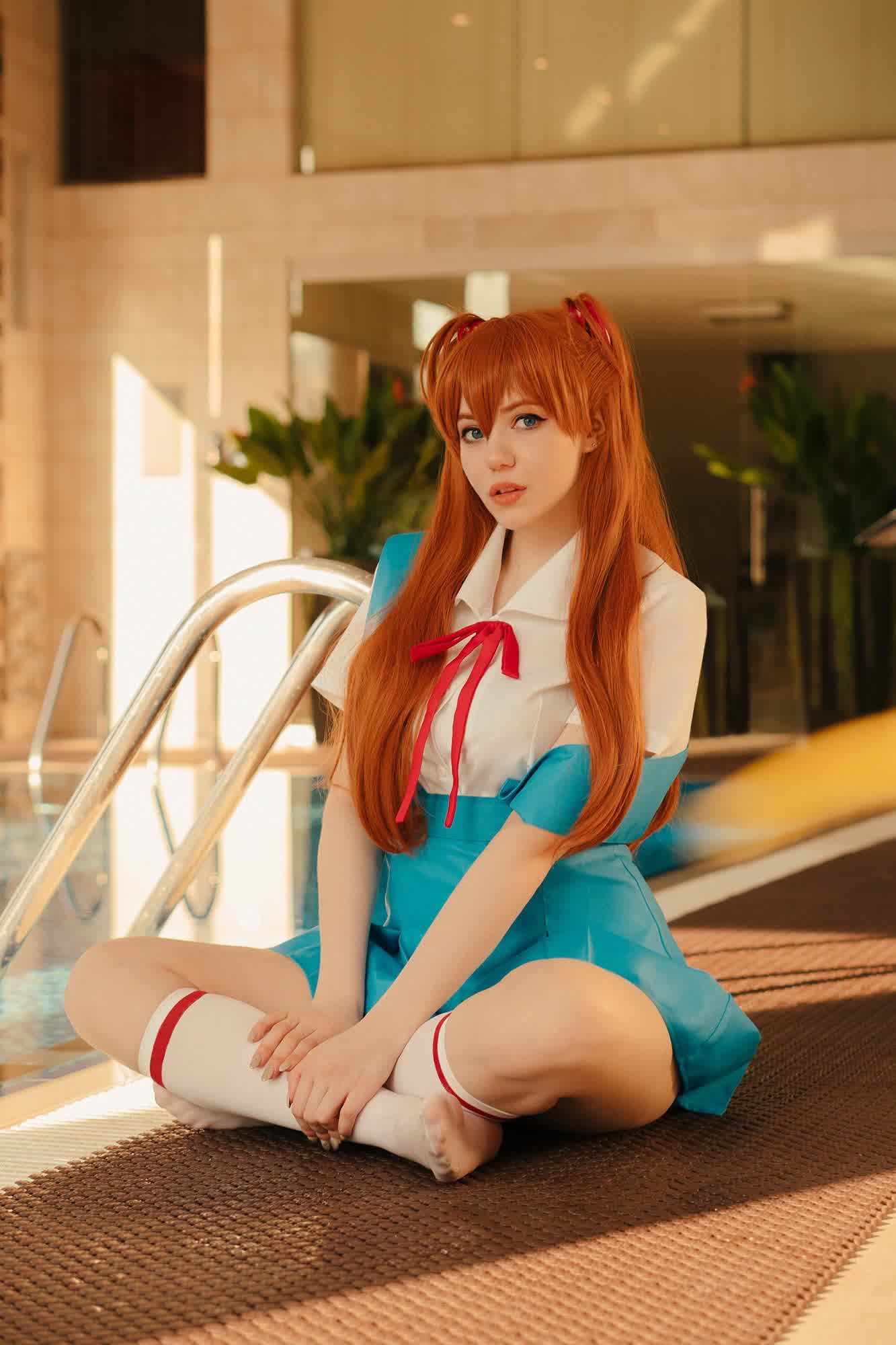 Asuka Langley uniform cosplay photoshoot 2 by Alina Becker