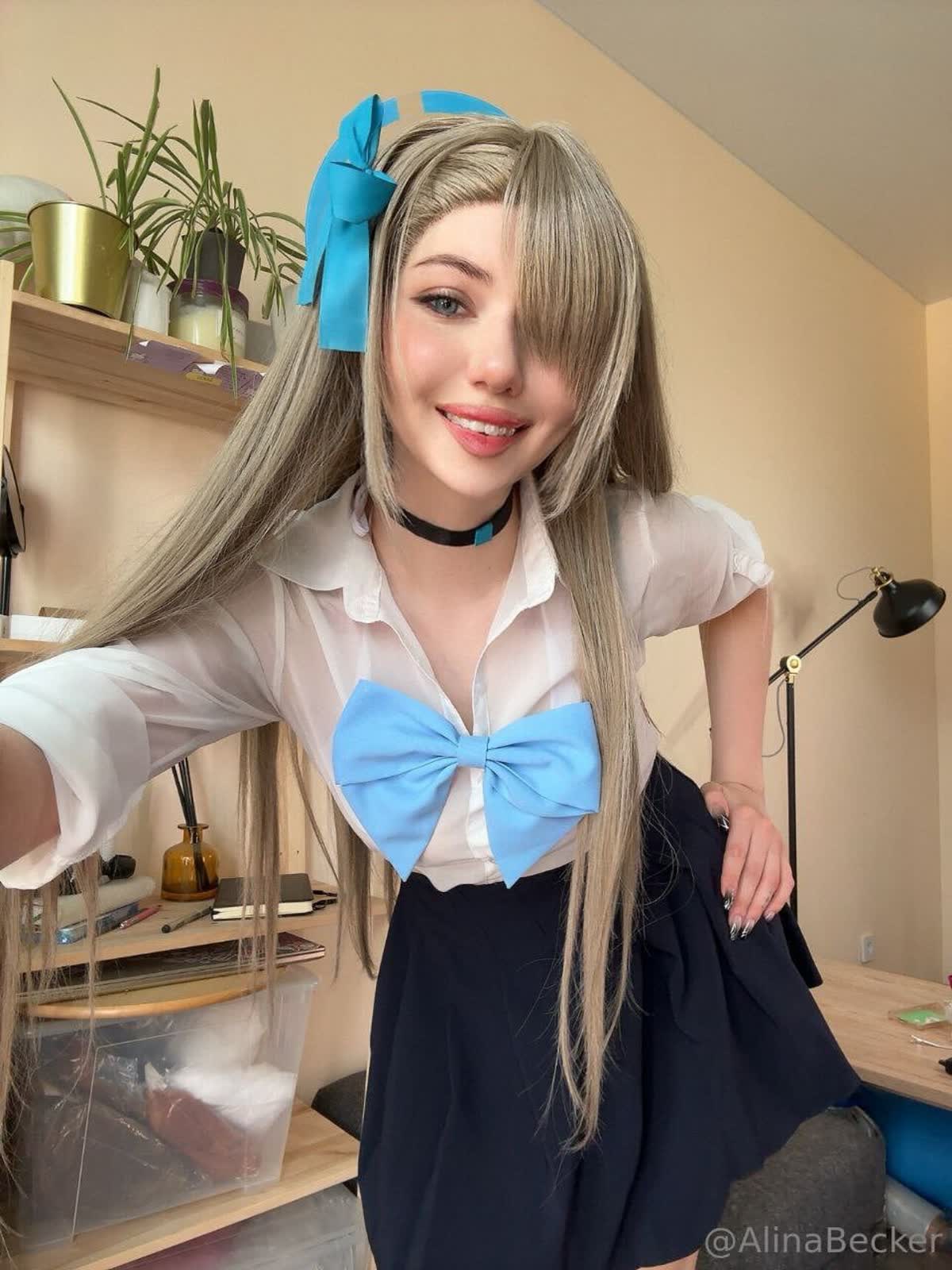 Blue Archive maid cosplay close up sexy anime girl