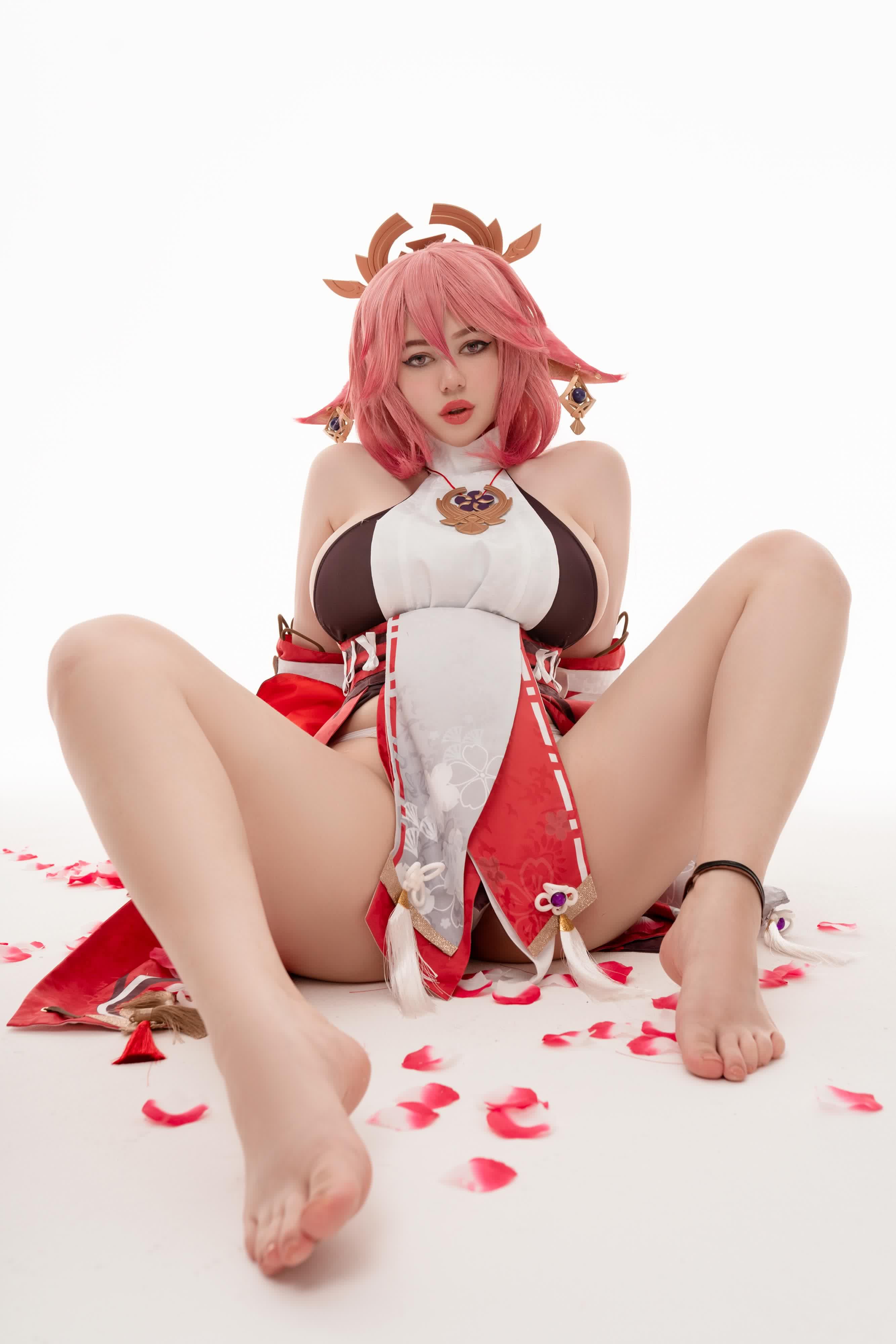 Yae Miko cosplay adult-themed sexy studio portrait