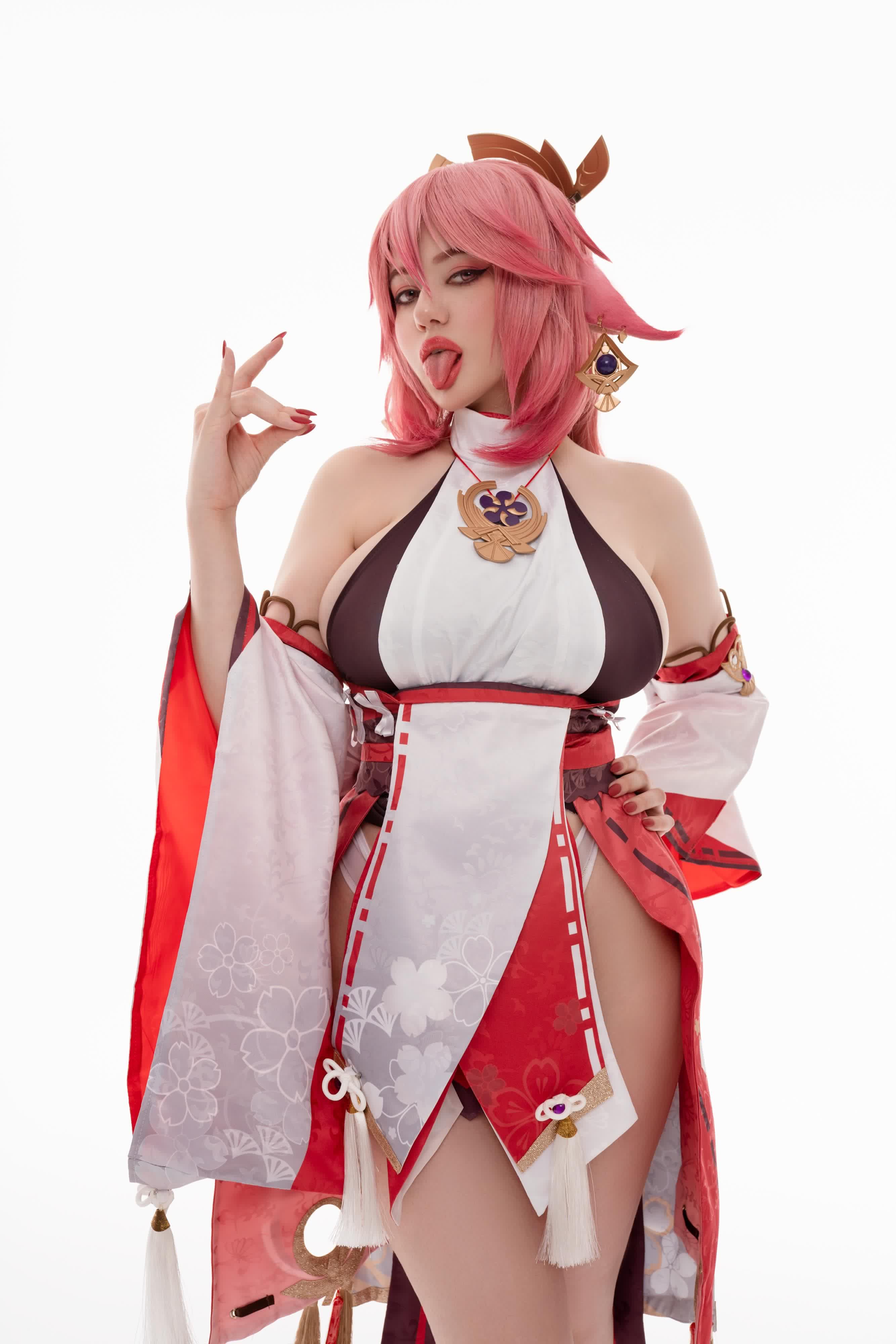 Yae Miko cosplay sexy adult fantasy portrait