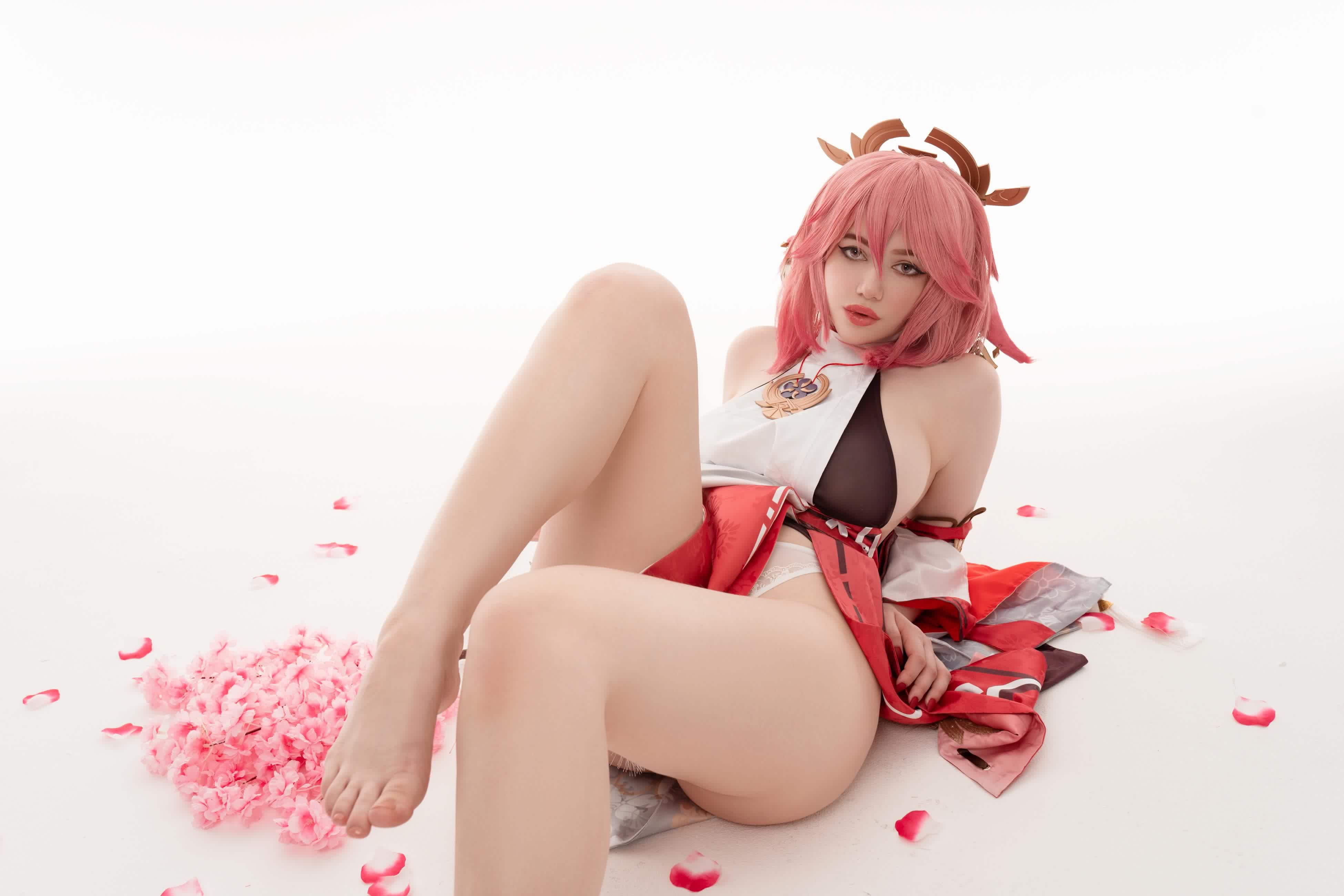 Yae Miko cosplay erotic adult wallpaper HD