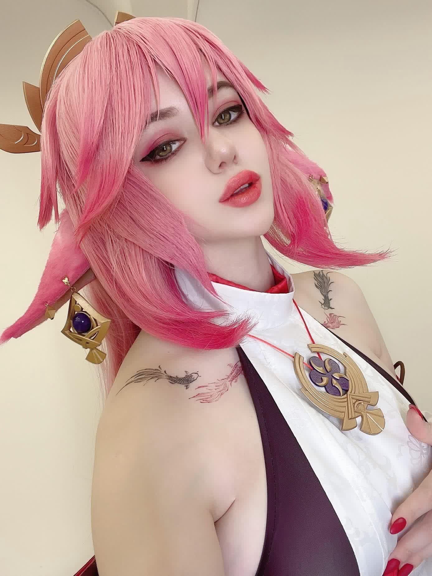 Yae Miko cosplay erotic HD fantasy portrait