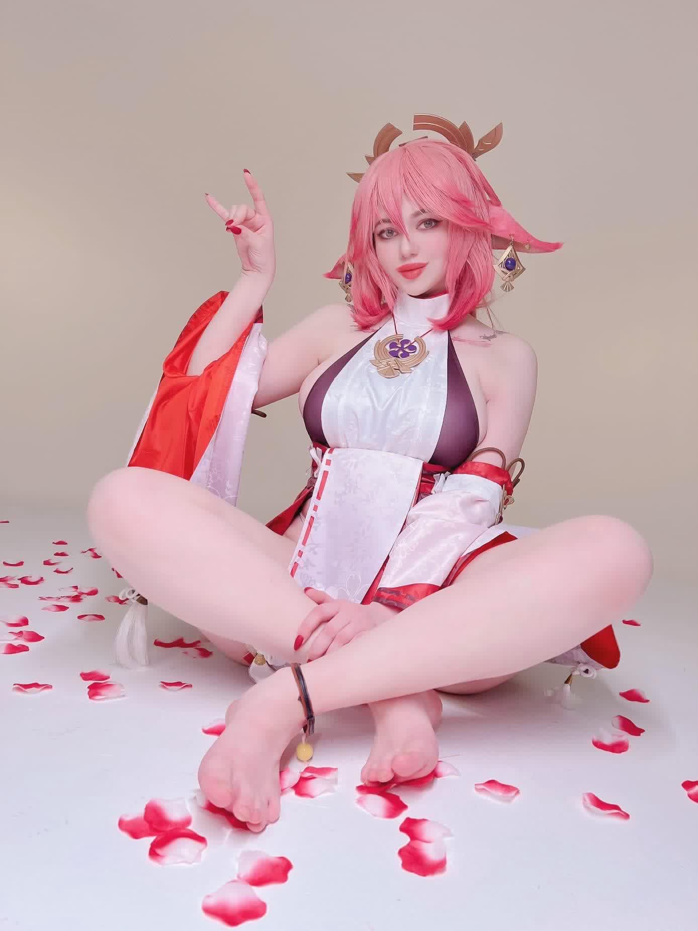 Alina Becker Yae Miko cosplay sexy adult photoshoot HD