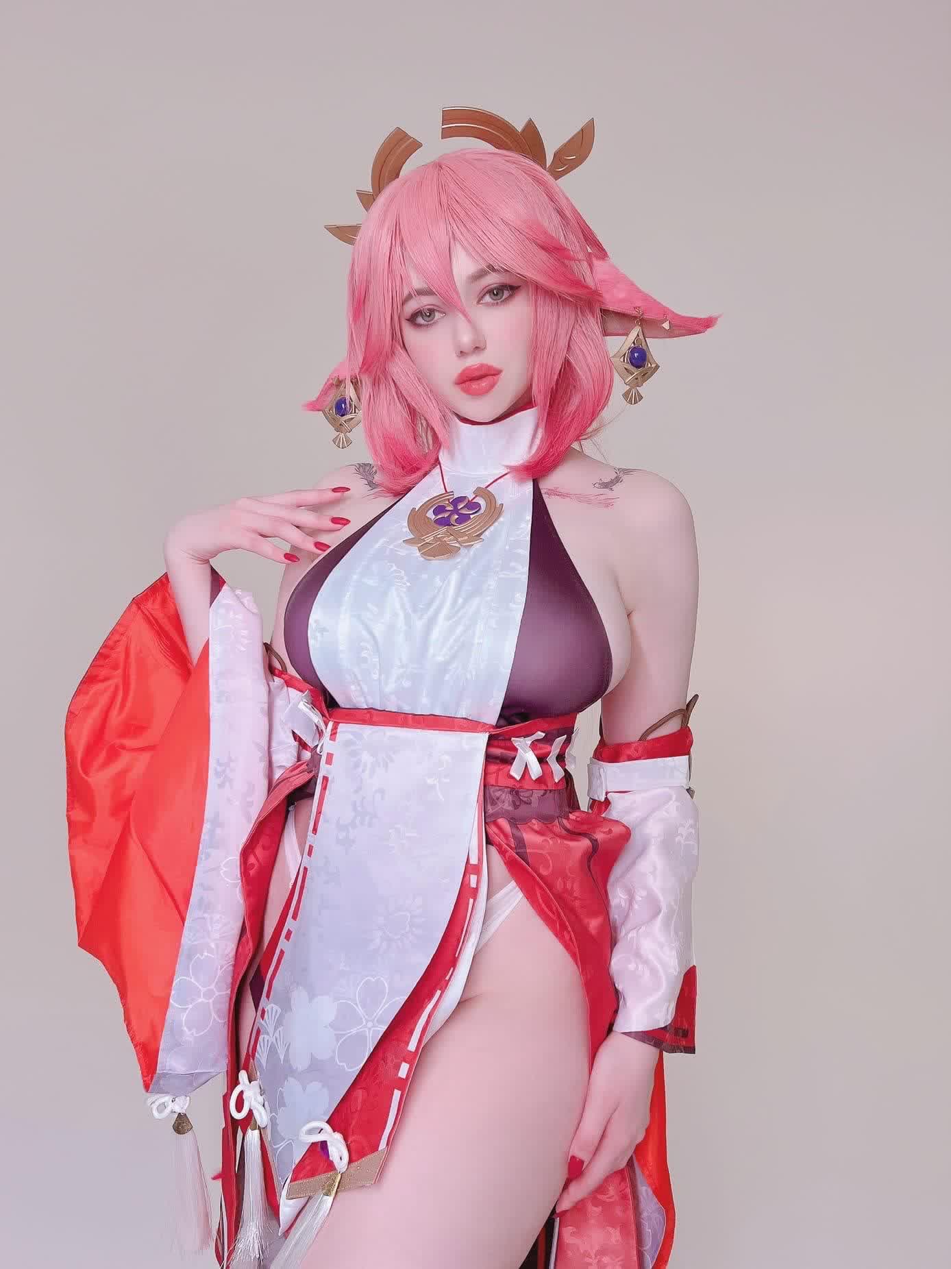 Alina Becker Yae Miko cosplay hot erotic HD